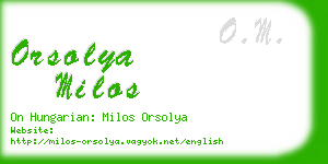 orsolya milos business card